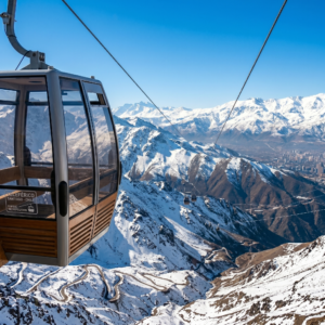Passeio de teleférico com vista para a Cordilheira dos Andes