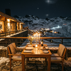 Jantar à luz de velas no Valle Nevado